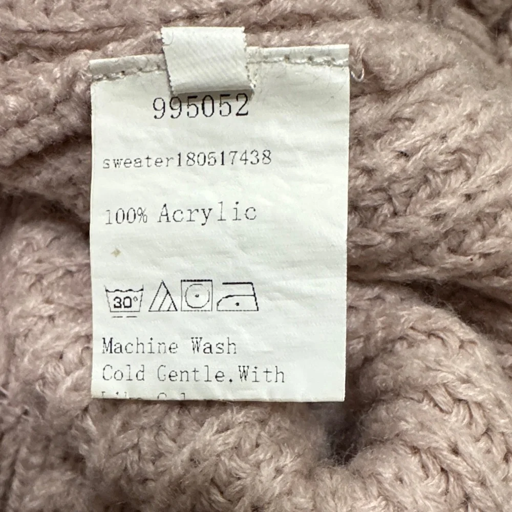 Women's Ruffled Knit Sweater - Pink S/M - Picture 5 of 5